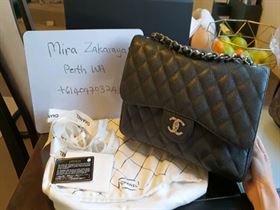 100% Authentic Black Chanel Jumbo SHW Classic Double Flap
